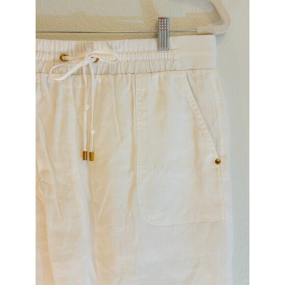 NWT ELLEN TRACY Skort Skirt White 100% Linen Elastic Waist Resort Golf | SMALL - Picture 3 of 7